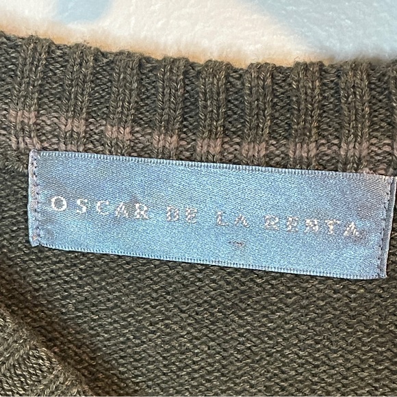 Oscar De La Renta Crew Neck Long Sleeve Sweater Men’s Size M Green Pattern Plaid - Picture 4 of 6